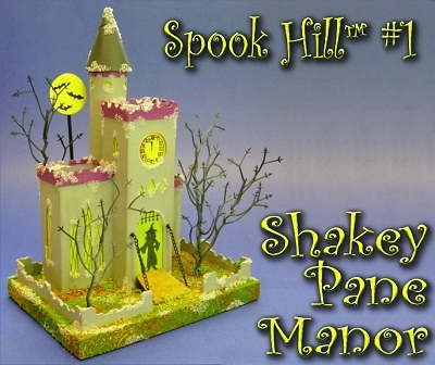 This is the first in a planned series of Halloween projects based on traditional pasteboard  'putz house' assembly. Click for bigger photo.